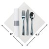 Caterwrap 8" x 8.5" Pre-Rolled White Dinner Napkins with Metallic Cutlery PK 100 PK 119956